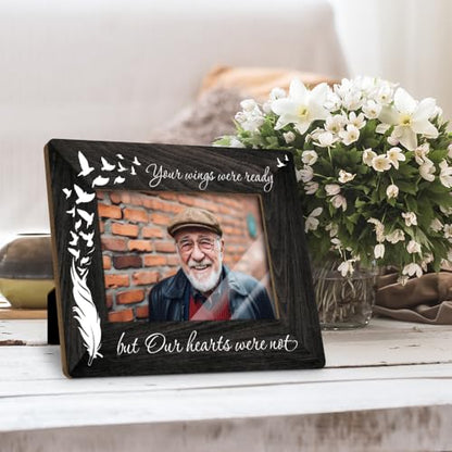 Your Wings Were Ready But My Heart Was Not Photo Frame, Memorial Pictures Frame, Sympathy Gifts For Loss Of Loved One (4x6 photo) - color: Black