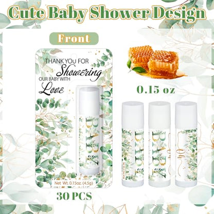30 Pack Sage Green Baby Shower Games Prizes Party Gifts Bulk Lip Balms Favors for Winners Adults Guests Gender Reveal Favors Decorations Baby Shower Souvenirs Gift Bags Stuffers - style: Sage Green