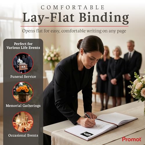 Promot Funeral Guestbook - Guestbook for Funeral Celebration (Brown) - color: Brown