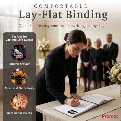 Promot Funeral Guestbook - Guestbook for Funeral Celebration (Brown) - color: Brown