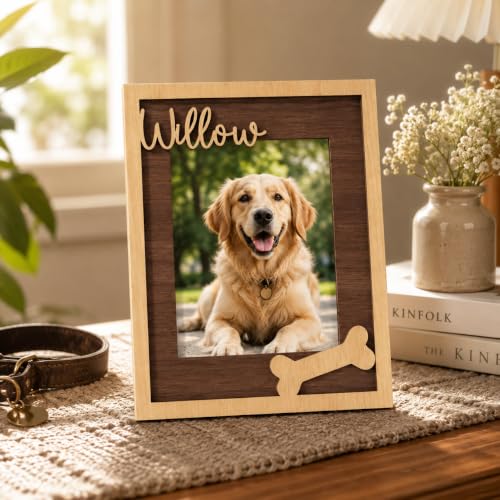 Custom Pet Memorial Frame, Personalized Wooden Picture Frame for Dog, Pet Loss Gift, Dog Mom Gift, Rainbow Bridge Remembrance, Memorial Day Keepsake