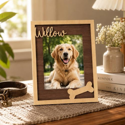 Custom Pet Memorial Frame, Personalized Wooden Picture Frame for Dog, Pet Loss Gift, Dog Mom Gift, Rainbow Bridge Remembrance, Memorial Day Keepsake