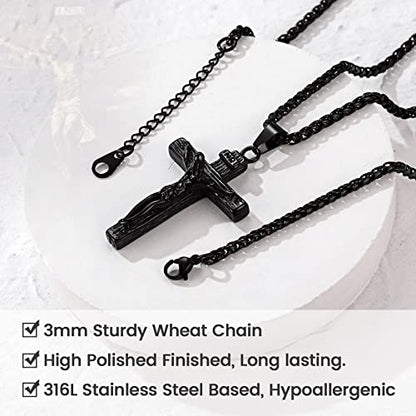GOLDCHIC JEWELRY Urn Necklaces for Ashes, Stainless Steel Pet/Cross/Birthstone/Tree of Life Personalized Keepsake Memorial Jewelry for Women - color: Cross - Black Plated, style: Personalized Engraving