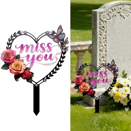 Lodou Graves Cemetery Decorations,Cardinals Memorial Grave Markers for Cemetery Memorial Stakes Metal Grave Decorations,Outdoor Outside Yard Garden (Rose) - style: Rose