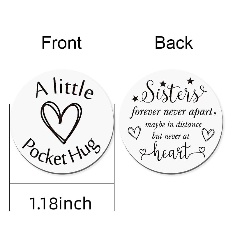 ShiQiao Spl Long Distance Relationship Gifts for Sister Pocket Tokens Double Sided Big Little Sister Birthday Christmas Gift for Big Middle Lil Sis Gradaution Gifts with Leather Case - color: Sisters Forever Never Apart