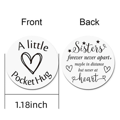 ShiQiao Spl Long Distance Relationship Gifts for Sister Pocket Tokens Double Sided Big Little Sister Birthday Christmas Gift for Big Middle Lil Sis Gradaution Gifts with Leather Case - color: Sisters Forever Never Apart