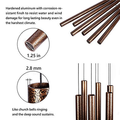 HOHIYA 44" Large Outdoor Wind Chimes Deep Tone Aluminum Black - size: 44inch Copper Vein