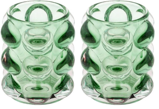 Karma, Lucia Hobnail Votive, Tea Lights Candle Holder, Glass Votive Candle Holders for Table Decorations, Baby Shower, Birthday Party, Weddings and Home Decor, Juniper (Pack of 2) - color: Juniper, size: One Size (Pack of 2)