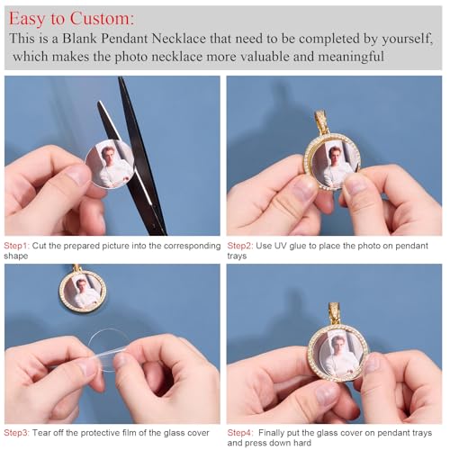 YIMERAIRE Customized Picture Necklace Personalized Circle Chain - color: 001 Diy Gold Circle Blank Pendant
