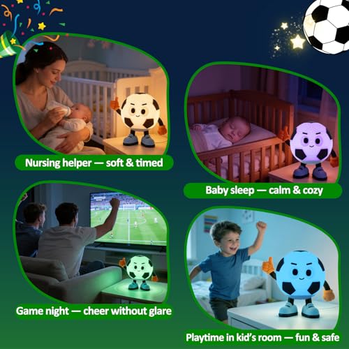 Soccer Gifts for Boys Girls, Soccer Night Light，Soft Silicone with Touch Control, 7 RGB Colors, Auto-Off, Dimmable, Rechargeable 1200mAh, Teen Kids Sports Fan Birthday Gifts (Classic) - style: Soccer (Classic)