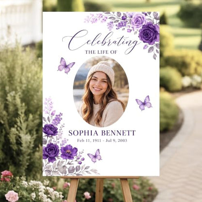 Personalized Funeral Celebration Of Life Welcome Sign #7 - color: Style 7