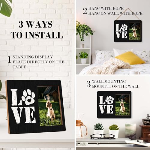 Dog Picture Frames, Puppy Photo Frame, Love Dogs Frames For Pictures, Pet Memorial Gifts, Farmhouse Home Living Room Bedroom Office Decoration -01 - style: Love Dogs 1