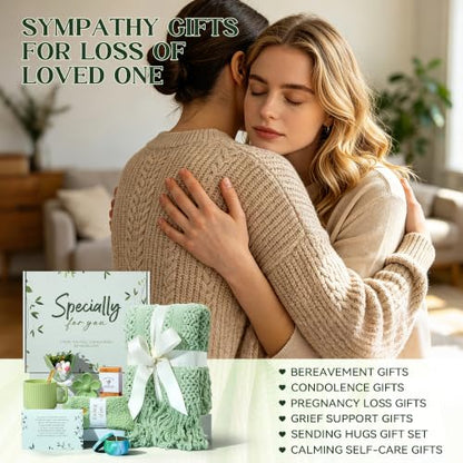 Sympathy Gift Baskets Care Package for Women - Bereavement Condolences Gifts for Loss of Loved One - Memorial Grief Hug in a Box - Miscarriage Grieving Gifts for Loss of Mother Father Husband