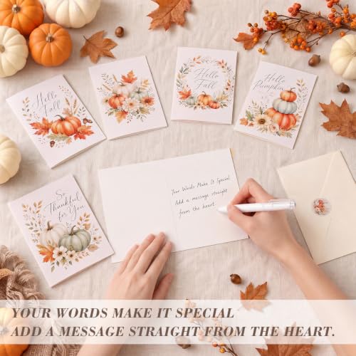 Eaasty 50 Sets Cards with Stickers and Envelopes Blank Inside Funny 5 Style Greeting Card Designs(Fall Style) - style: Fall Style