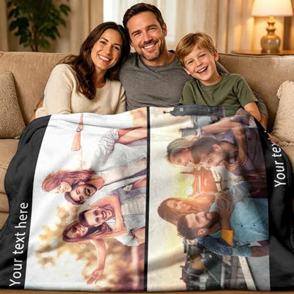 Personalized Photo Throw Blanket for Christmas Birthday, Custom Blanket with Photos Customized Picture Blankets Sofa Blanket Gifts for Friends Family Couples Dad Mom Daughter Son 50" x 60" - color: Multi2