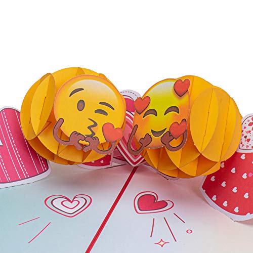 Paper Love 3D Love Emojis Pop Up Valentine's Day Card, Gift for Valentines Day, Birthday, Wedding, Anniversary, Mothers Day, All Occasion - 5" x 7" Cover - Includes Envelope and Note Tag - color: Love Emoji