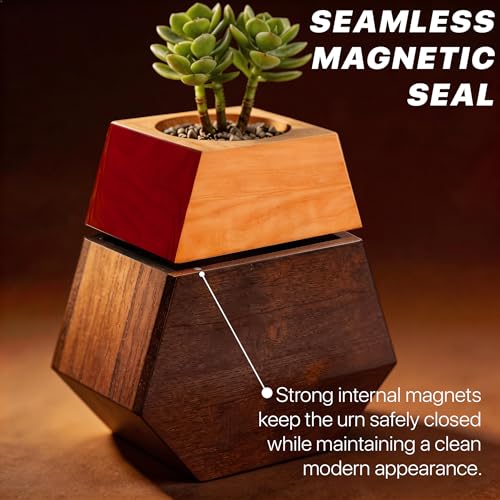 Americurn Plant Cremation Urns for Human Ashes Adult Male & Female Includes 1 Large Urn & 1 Silver & 1 Black Cross Necklace- Wooden Urns for Human Ashes - color: Single Large Urn