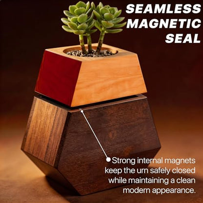 Americurn Plant Cremation Urns for Human Ashes Adult Male & Female Includes 1 Large Urn & 1 Silver & 1 Black Cross Necklace- Wooden Urns for Human Ashes - color: Single Large Urn