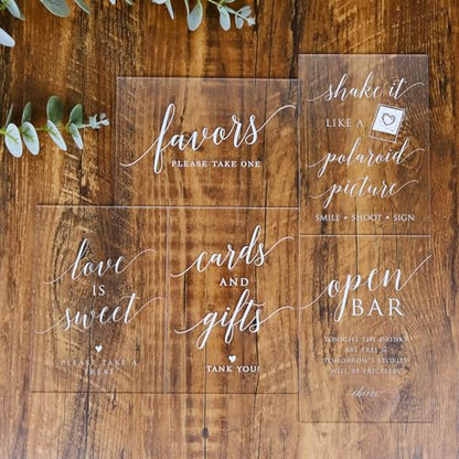 Clear Acrylic Open Bar Sign with Stands, 5"x7" Clear Acrylic Wedding TableTop Sign for Wedding Reception Event Party - size: 5" x 7" Open Bar Wedding Sign
