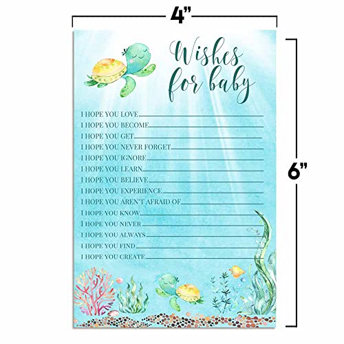 Little Hatchling Cute Sea Turtle Sea Life Baby Wishes Cards 20, 4"x6" - Great Keepsake and Fun Activity for Baby Showers - Wishes for Baby Keepsakes Last Generations - Fill-In, Double-Sided Cards - style: Hatchling Cute Sea Turtle