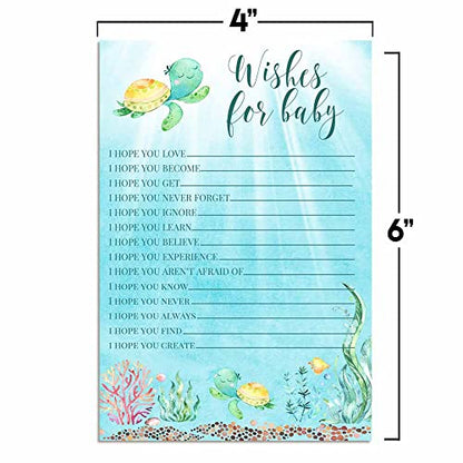 Little Hatchling Cute Sea Turtle Sea Life Baby Wishes Cards 20, 4"x6" - Great Keepsake and Fun Activity for Baby Showers - Wishes for Baby Keepsakes Last Generations - Fill-In, Double-Sided Cards - style: Hatchling Cute Sea Turtle