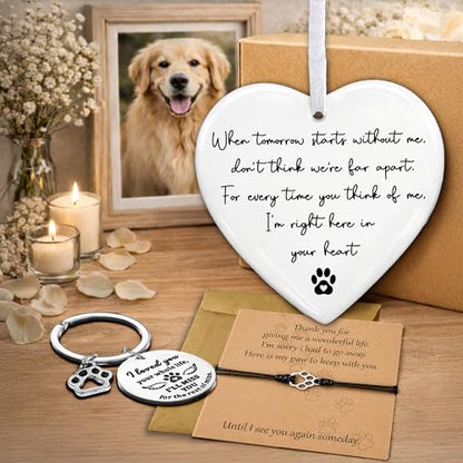 Pet Memorial Ornament Gifts, Loss of Dog Sympathy Card, Bracelet, Keychain | Memorial Bracelet for Pet Loss, Dog Passing Away Keychain, Loss of Dog Sympathy Gift, When Tomorrow Starts Without Me Cat