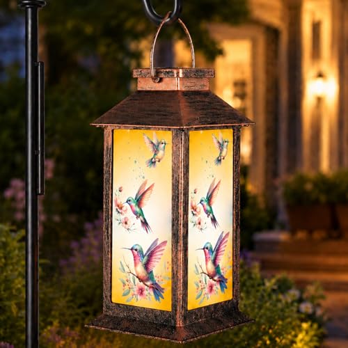 Solar Lanterns Outdoor Waterproof, Hanging Lights Garden Decor | LED Decorative,for Yard, Patio, Lawn, and Porch, Gifts for Women Mom, Grandma(Hummingbird) - style: Three Hummingbirds