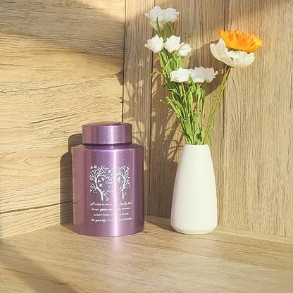 6 Inches Small Urn for Human Ashes Stainless Purple Mini Cremation Urn Small Keepsake Urn Memorial Ashes Container-Purple - size: Heart Tree-Purple