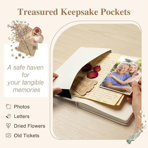 Guided Grief Journal Sympathy Gift Set with Photo Frame Cover | Pocket Hug Coin Keychain & Engraved Pen ,Bereavement, Remembrance, Loss of Loved One, Mother, Father Memorial Gifts (Linen) - style: Guided Grief Journal