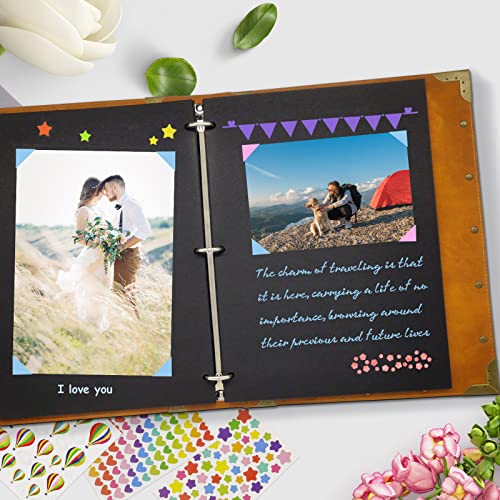 ZEEYUAN Mothers' Day Gift Scrapbook Album for Mom, Leather Photo Album Journal Scrap Book Family Scrapbook Gift for Mom Grandma - color: Pink