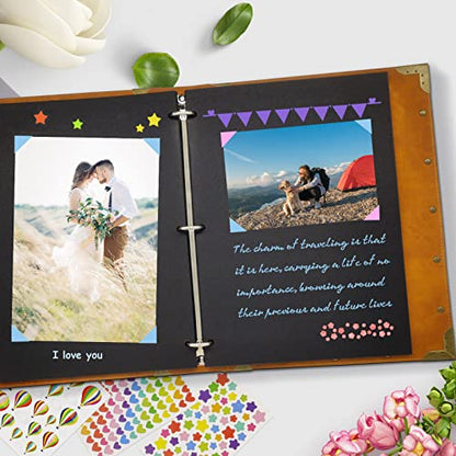 ZEEYUAN Mothers' Day Gift Scrapbook Album for Mom, Leather Photo Album Journal Scrap Book Family Scrapbook Gift for Mom Grandma - color: Pink