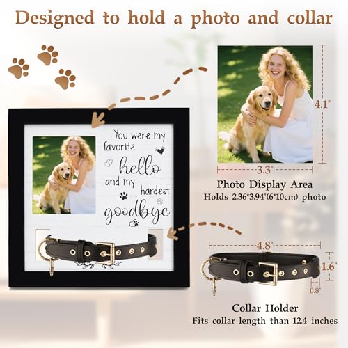 Dog Collar Memorial Frame, Pet Memorial Frame with Collar Holder, Loss of Dog Sympathy Gift, Pet Sympathy Remembrance Gift - size: Basic
