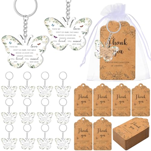 Equsion 60 Set Funeral Keychains for Guests Memorial Favors, Butterfly - style: Butterfly