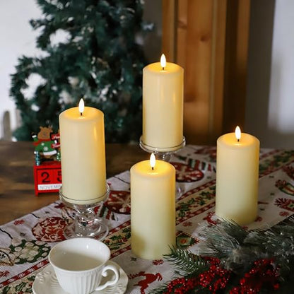 MUMCHASI 4 Packs Flameless Candles, Battery Operated Candles with Remote, Plastic LED Flickering Candles, Pillar Candles for Home Wedding Party Halloween Christmas D3 xH6 (Ivory) - color: ivory-plastic