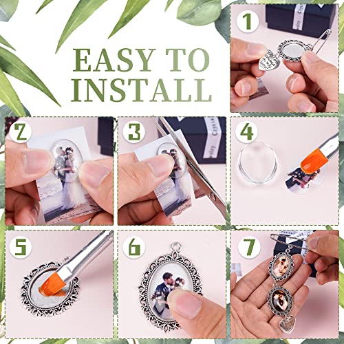 Bylion 2 Sets Wedding Bouquet Photo Charms Bridal Bridegroom Charm | DIY Pin Brooch Making Kit Bouquet Picture Charm for Wedding Memory Friend Graduation Gift, You are Always in My Heart - color: Double Lacy