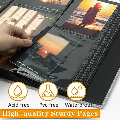 Photo Album 4x6 600 Photos Linen Large Capacity Fabric Cover Books Albums Wedding School Family Anniversary Baby Memory Engagement Travel Albums(Blue, 600 Pockets) - color: Blue, size: 600 Pockets