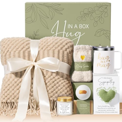 Sympathy Gifts for Loss of Loved One, Condolences Gift Baskets Grief Gifts | Memorial Bereavement Gift Ideas for Loss of Mom Dad, Hug In A Box Miscarriage Gifts for Mothers Thinking of You Care Package - color: Beige