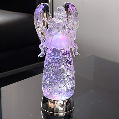Wondise Color Changing Angel Lighted Snow Globe Water Lamp with 6H Timer - color: 11” Angel Prayer