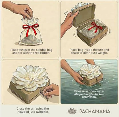 Biodegradable Water Burial Urn Kit with Pink Flower – Cruise Approved Ocean Ashes Scattering Ceremony with Certificate (3 Sizes) (Medium) - size: Medium