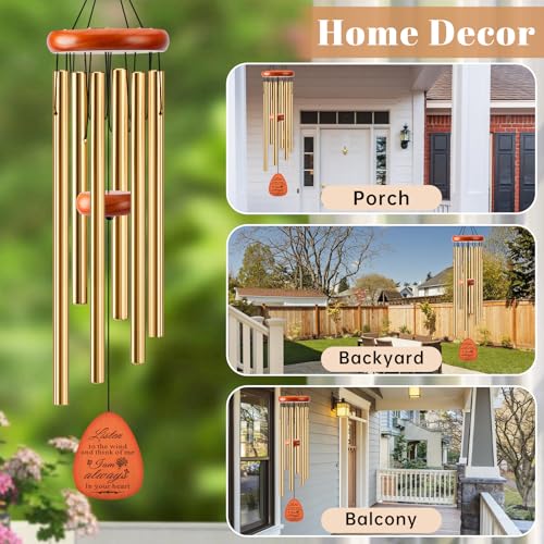 Memorial Wind Chimes for Loss of Loved One, Windchimes in Memory of a Loved One Outdoor Remembrance/Condolences/Sympathy/Bereavement Gifts for Loss of Mother Father Husband, 32" Gold - size: 32" Gold