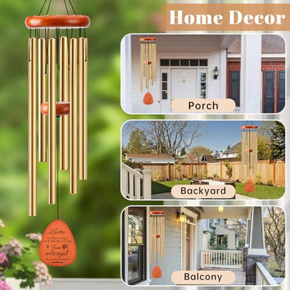Memorial Wind Chimes for Loss of Loved One, Windchimes in Memory of a Loved One Outdoor Remembrance/Condolences/Sympathy/Bereavement Gifts for Loss of Mother Father Husband, 32" Gold - size: 32" Gold