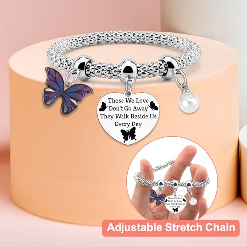 Sympathy Bracelet for Women Butterfly Lover Memorial Bracelets Bereavement Gift for Loss Going Away Gift for Loss of Mom Dad Sister Friend Remembrance Condolence Christmas Mothers Day Stretch Jewelry