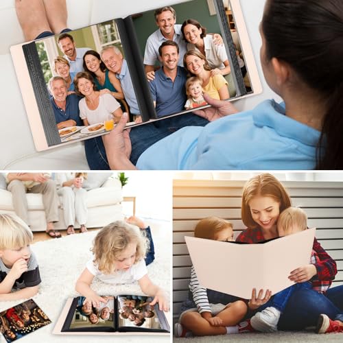 Aevdor 8x10 Photo Album, 168 Photos, Leather Cover, Beige | Large Capacity, Side-Loading Clear Pockets, Vertical 8x10 Layout, Black Inner Pages, Wedding, Travel, Baby & Family Memories - color: Beige