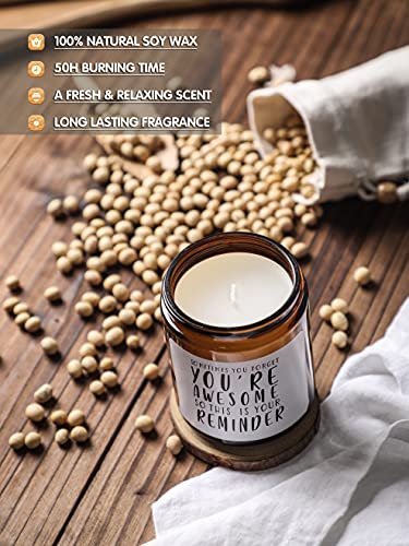 Inspirational Candle Gifts for Women Men,Thank You Gifts,7oz | Appreciation Encouragement Gift for Sister in Law Friend Nurse Wife Girlfriend,Sandalwood Rose Scented,Natural Soy Wax - color: Sometimes You Forget You're Awesome