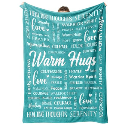 Warm Hugs Healing Blanket, Get Well Gifts for Women Men | Cancer Care, After Surgery, Thinking of You Gift, Sympathy Inspirational Blankets, Soft Throw Blanket 50" x 60" - color: Green, size: 50"x60"