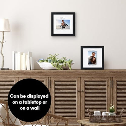 Americanflat Dad Picture Frame - Use as 4x6 Frame with 3 Interchangeable Mats or Display 8x8 Photos without Mat - Signature Collection - Black - size: 8x8, style: Dad Picture Frame