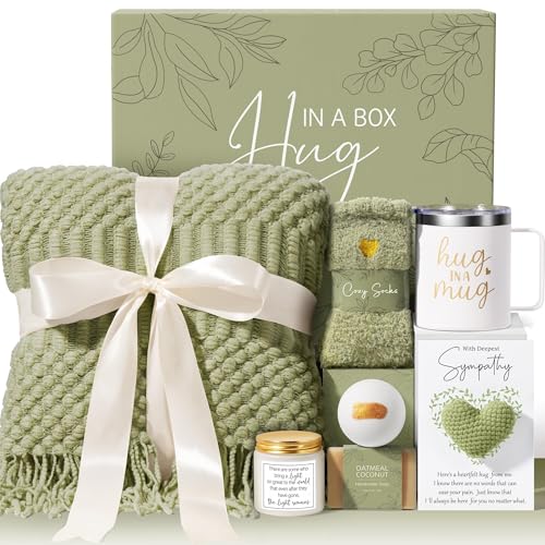 Sympathy Gifts for Loss of Loved One, Condolences Gift Baskets Grief Gifts | Memorial Bereavement Gift Ideas for Loss of Mom Dad, Hug In A Box Miscarriage Gifts for Mothers Thinking of You Care Package - color: Sage Green