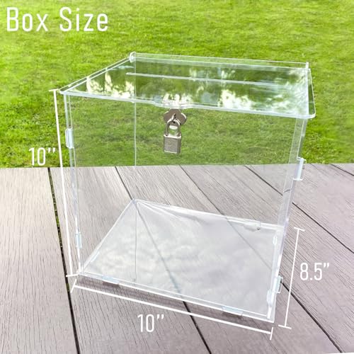 Pure Clear Acrylic Card Box with Slot & Lock, DIY Large Wedding Card Boxes for Reception, Elegant Money Envelop Gift Cards Box for Party Wedding Birthday Baby Shower Graduation Table Decor - style: Minimalist