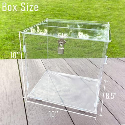Pure Clear Acrylic Card Box with Slot & Lock, DIY Large Wedding Card Boxes for Reception, Elegant Money Envelop Gift Cards Box for Party Wedding Birthday Baby Shower Graduation Table Decor - style: Minimalist