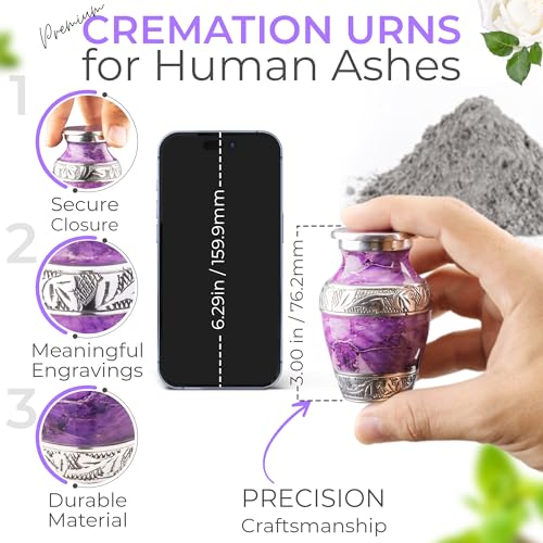Marbled Metal Keepsake Urn for Human Ashes, Mini 6 Cu in, Purple - color: Purple, size: Small (Set of 1)